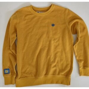 Dutch Bros Coffee Mens Sweater Mustard Yellow Sweatshirt Fleece Size S SMALL